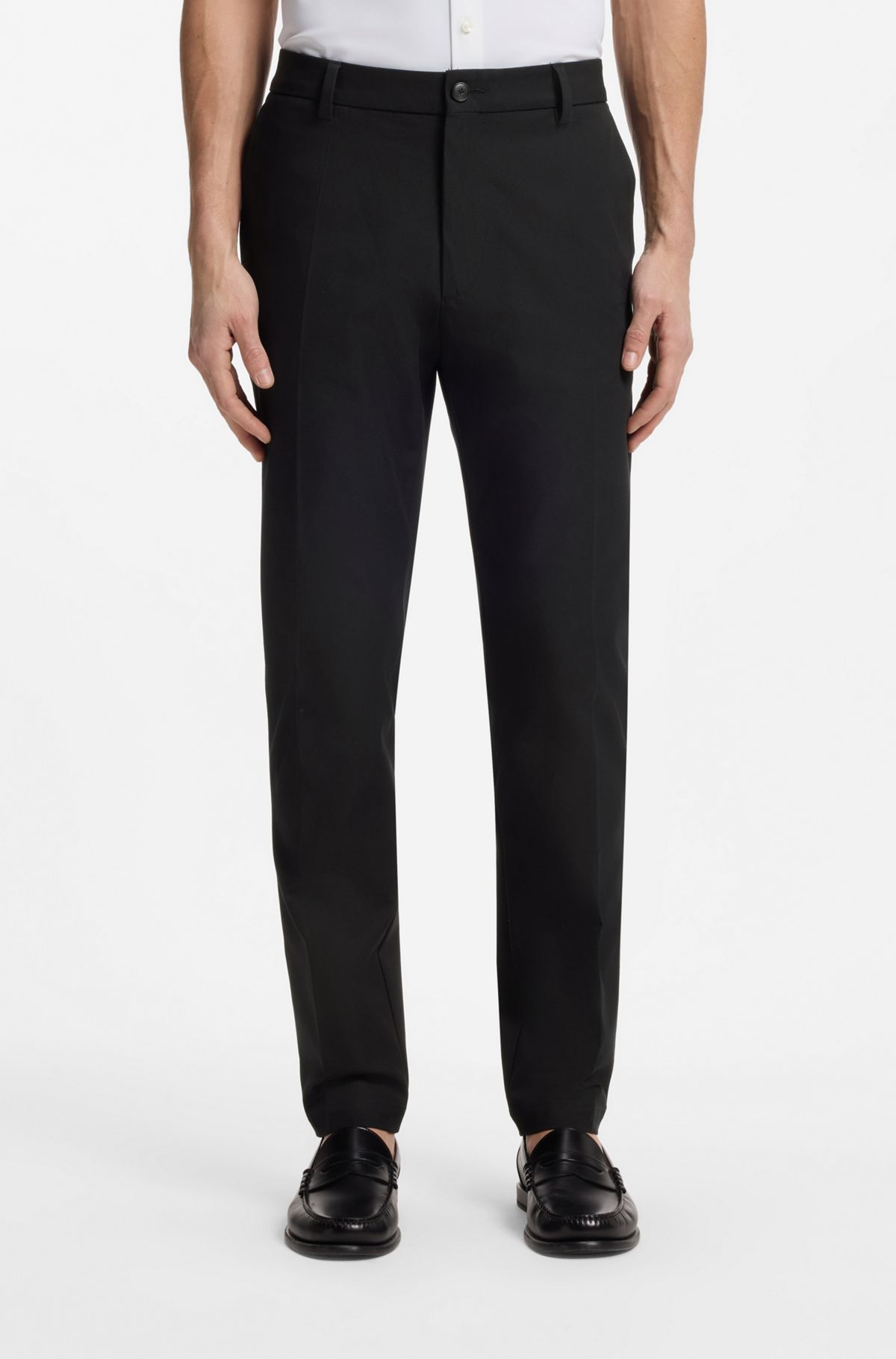 Modern-fit trousers in cotton-blend twill, Black