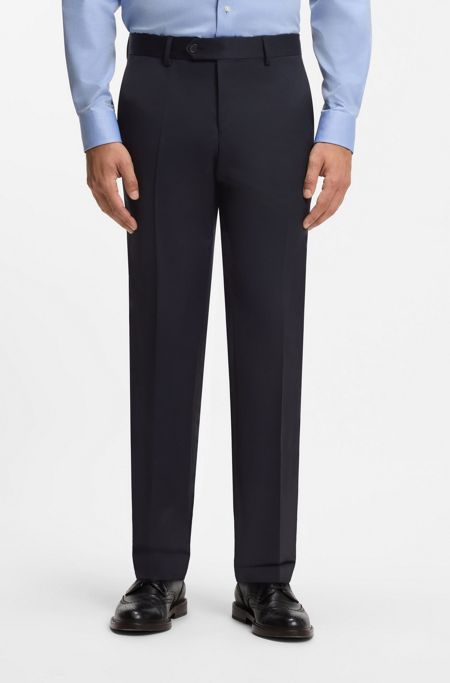 BOSS BY BECKHAM slim-fit suit trousers in wool and cashmere, Dark Blue
