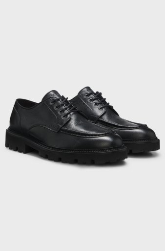 Leather Derby shoes with a constructed lug sole, Black