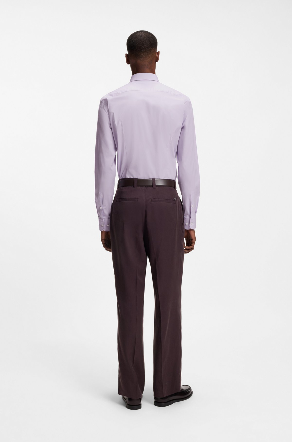 Slim-fit stretch-cotton shirt, Light Purple
