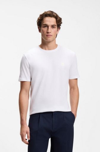 Cotton-jersey T-shirt with logo patch, White