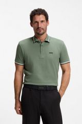 Cotton piqué polo shirt with logo details, Green