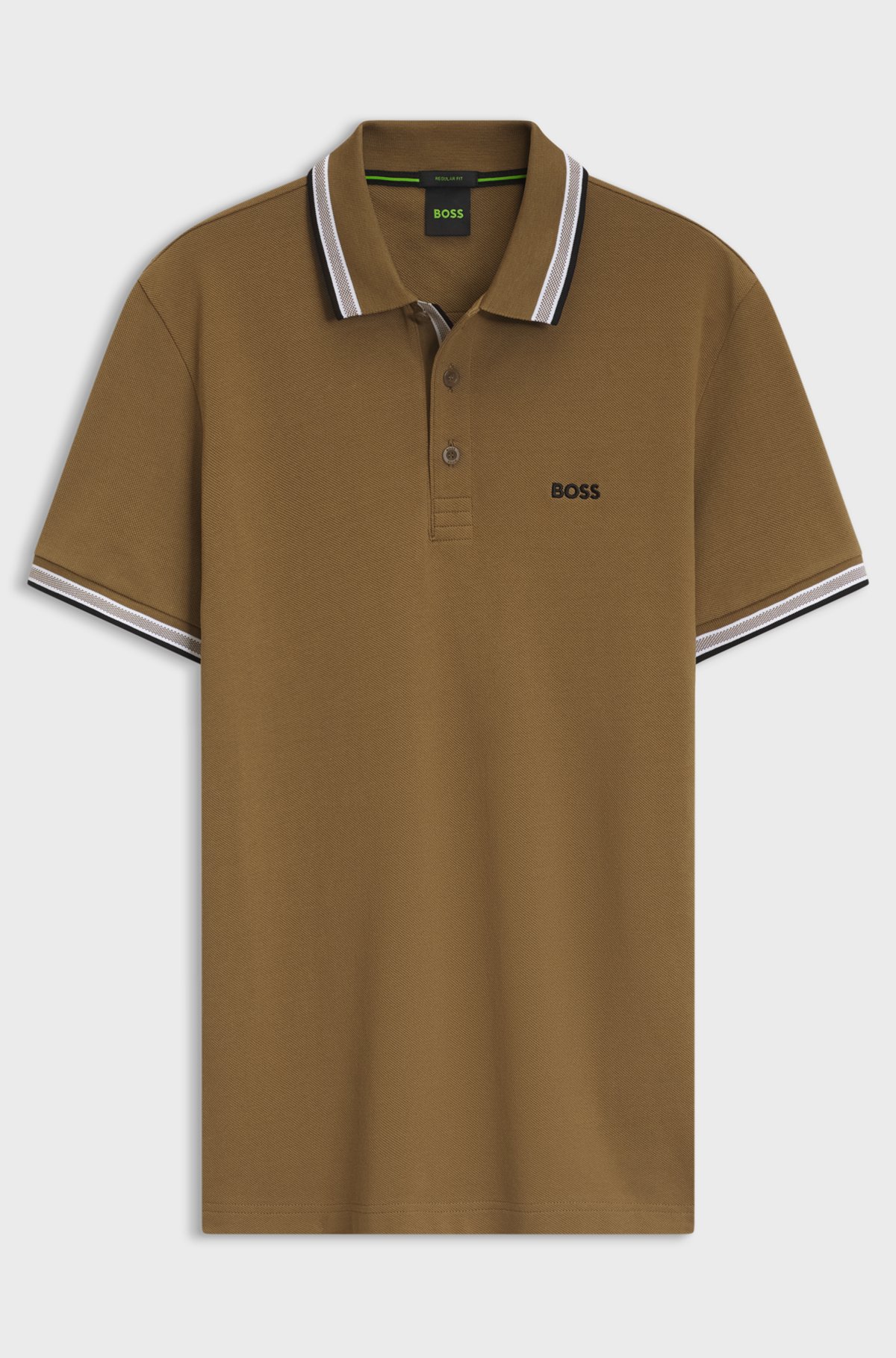 Cotton piqué polo shirt with logo details, Brown