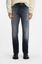 Regular-fit jeans in dark-blue super-stretch denim, Dark Blue