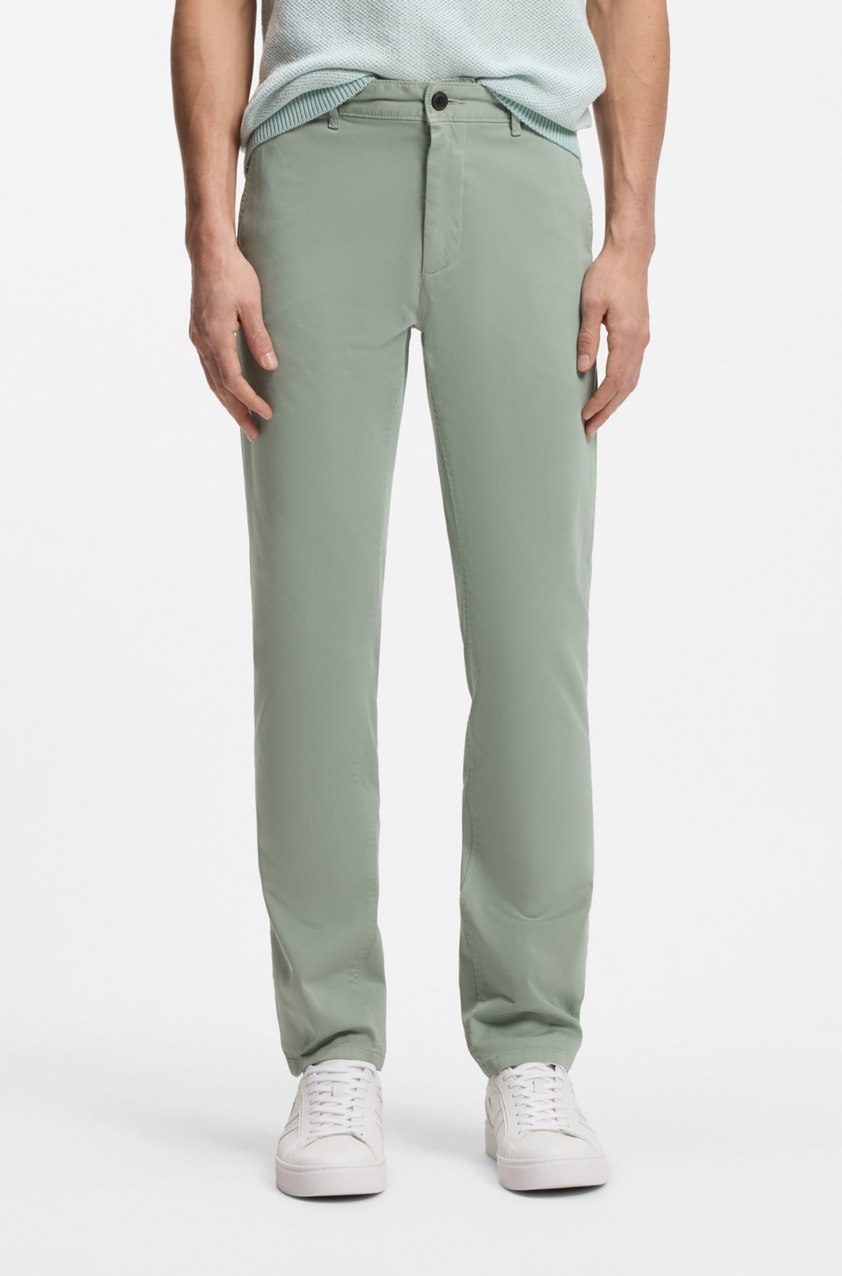 Slim-fit chinos, Light Green