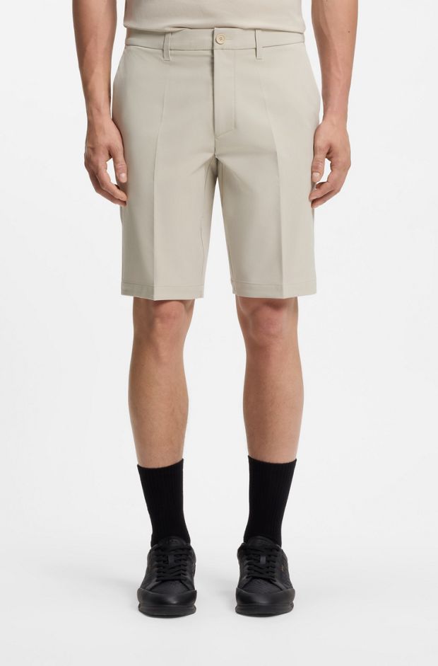 Slim-fit shorts in water-repellent stretch fabric, Light Beige