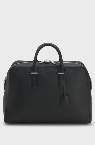BOSS ONE Madison leather holdall, Black