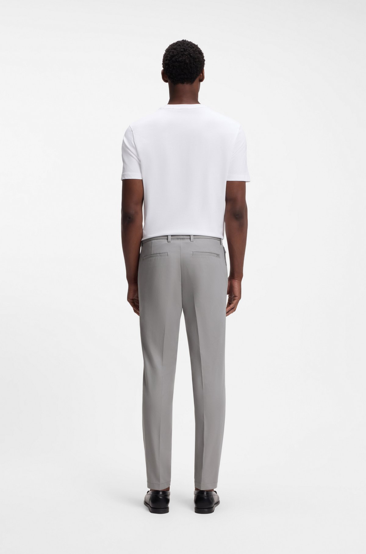 Slim-fit trousers in four-way stretch fabric, Light Grey