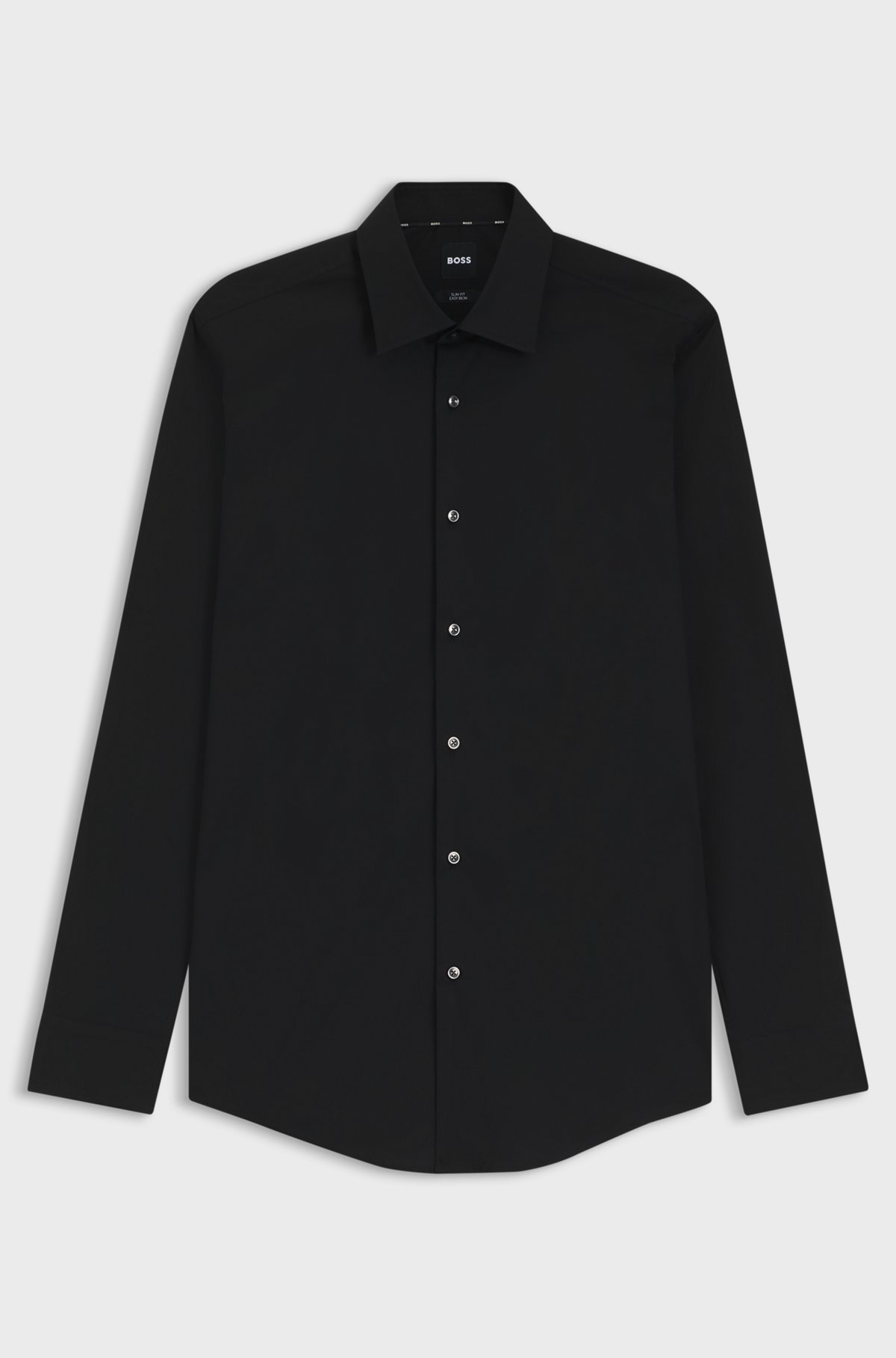 Slim-fit stretch-cotton shirt, Black