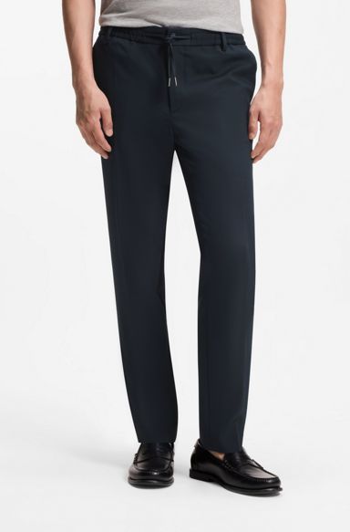 Modern-fit trousers in stretch twill, Dark Blue