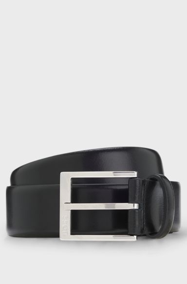 Italian-made leather belt, Black