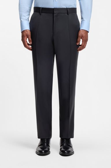 BOSS ONE Slim-fit trousers in virgin-wool serge, Dark Blue