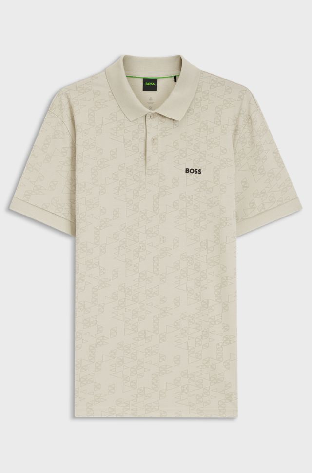Cotton-piqué polo shirt with all-over print