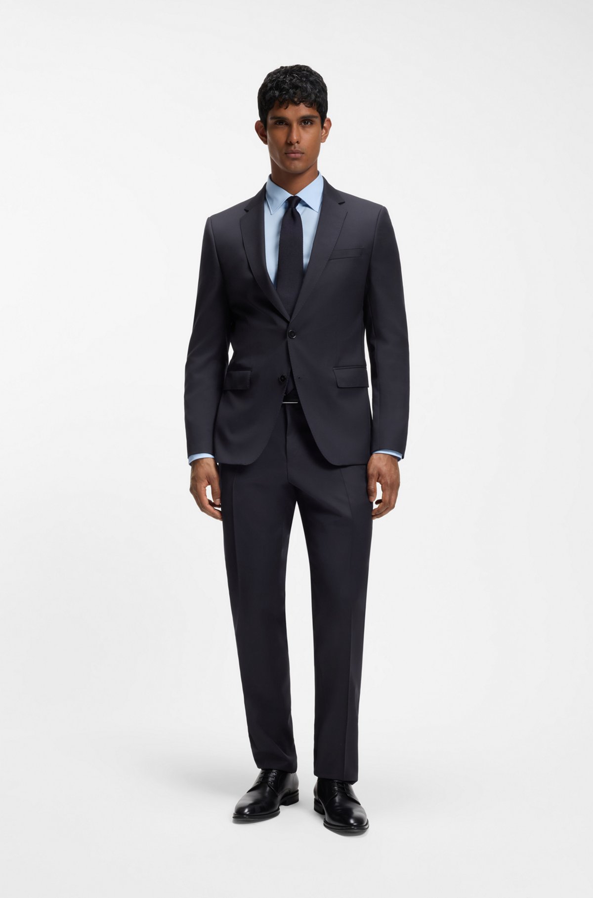 Slim-fit stretch-cotton shirt, Light Blue