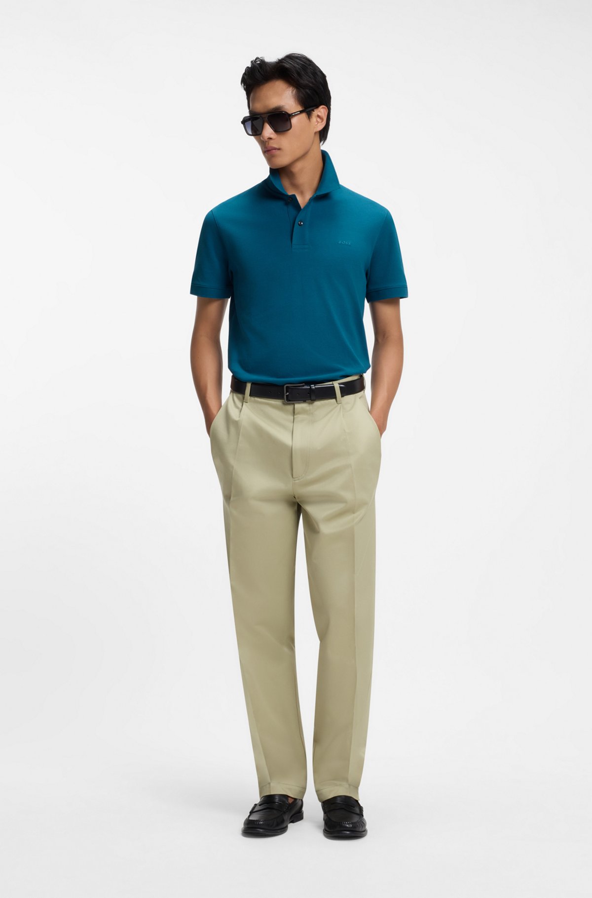 Versatile polo shirt in soft cotton, Blue