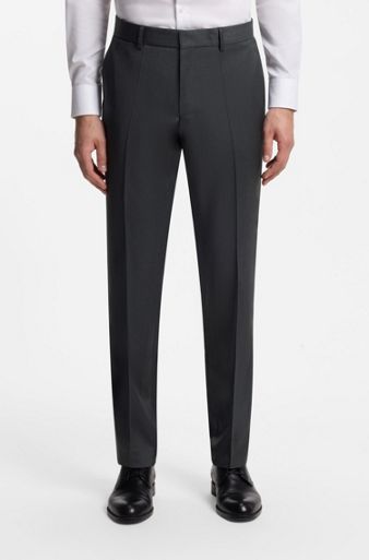 BOSS ONE Regular-fit trousers in virgin-wool serge, Dark Grey