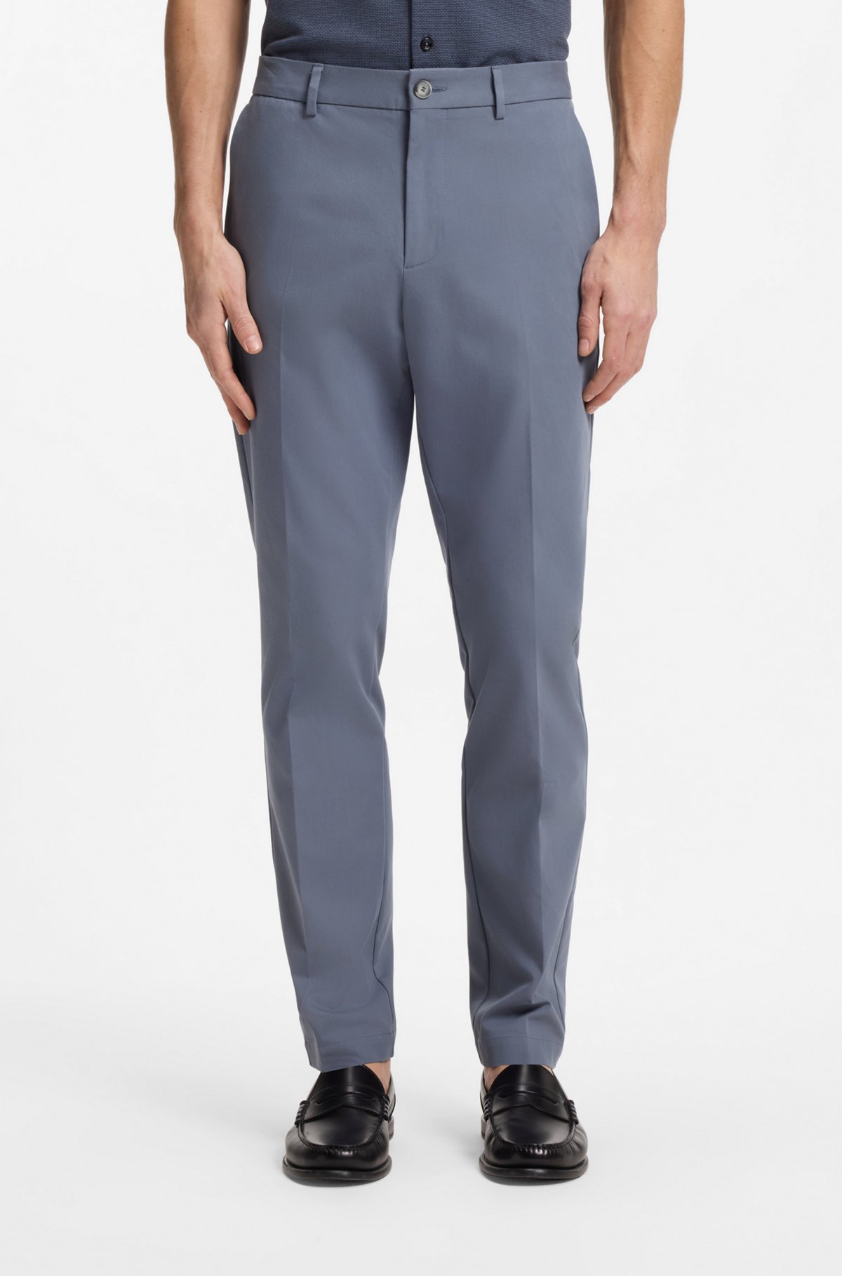 Slim-fit trousers in four-way stretch fabric, Blue