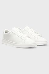 Cupsole trainers in leather with signature-stripe stitching, White